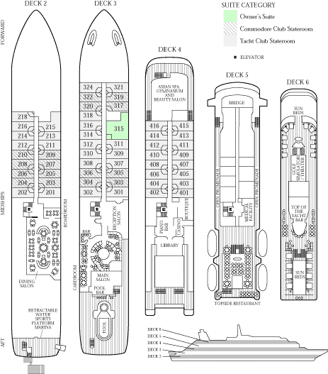 Seadream Yacht Club Cruises: Deck Plans SeaDream I and II